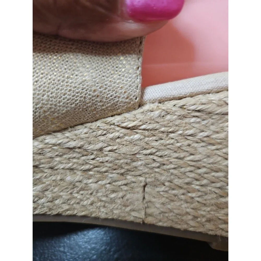 Natural Soul by Naturalizer Sandals Womens 8.5  W Basic Espadrille Beige Wedge - Picture 4 of 8